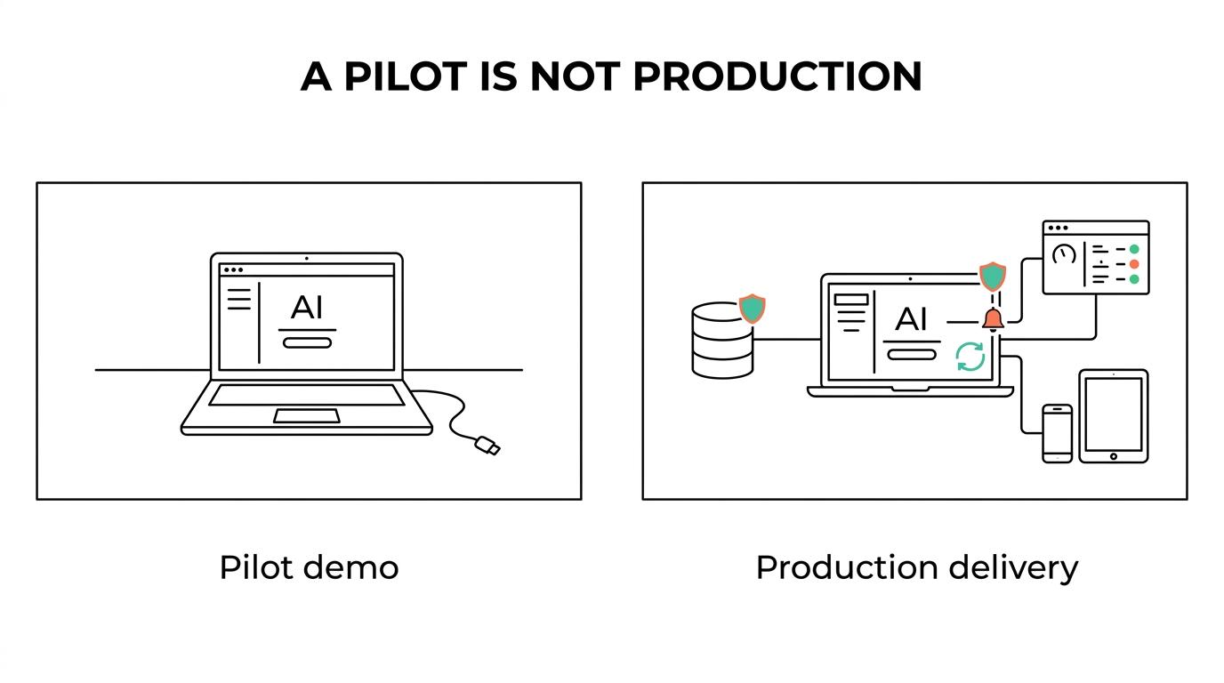 Comparison of a pilot-stage AI vendor and a production-ready AI development partner